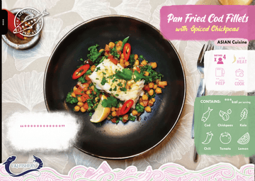 PAN FRIED COD FILLETS WITH SPICED CHICKPEAS