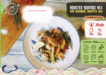 ROASTED SEAFOOD MIX AND SEASONAL ROASTED VEG